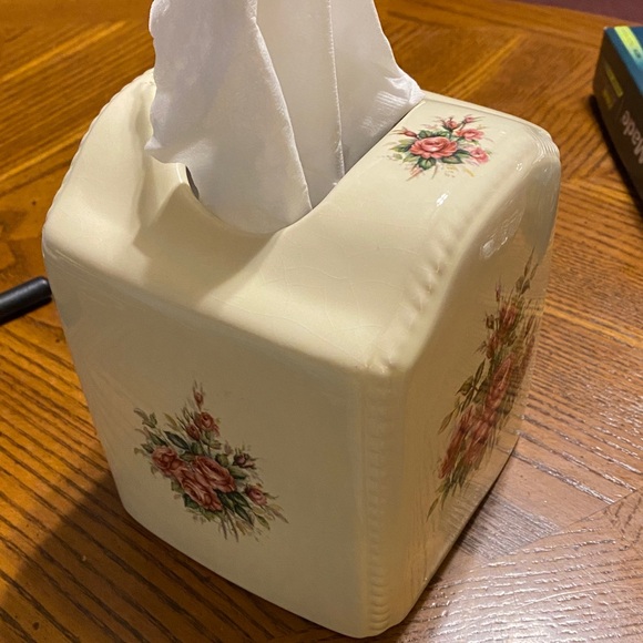 VINTAGE ATHENA CALIFORNIA TISSUE BOX HOLDER COTTAGECORE SHABBY CHIC ROSE PINK - Picture 8 of 8